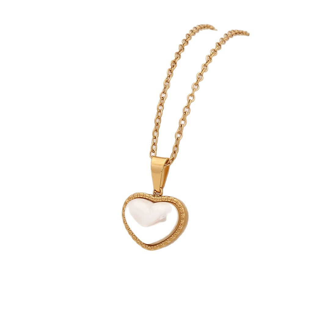 Minimalist Heart and Star Pendant Necklace in Stainless Steel with Geometric Design for Women