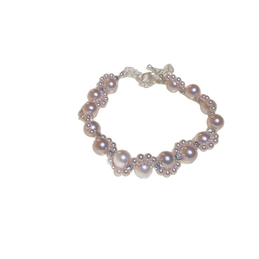 Elegante pulsera geométrica de perlas para mujer con detalles de pedrería, acabado chapado, estilo minimalista para oficina, joyería de lujo para uso diario