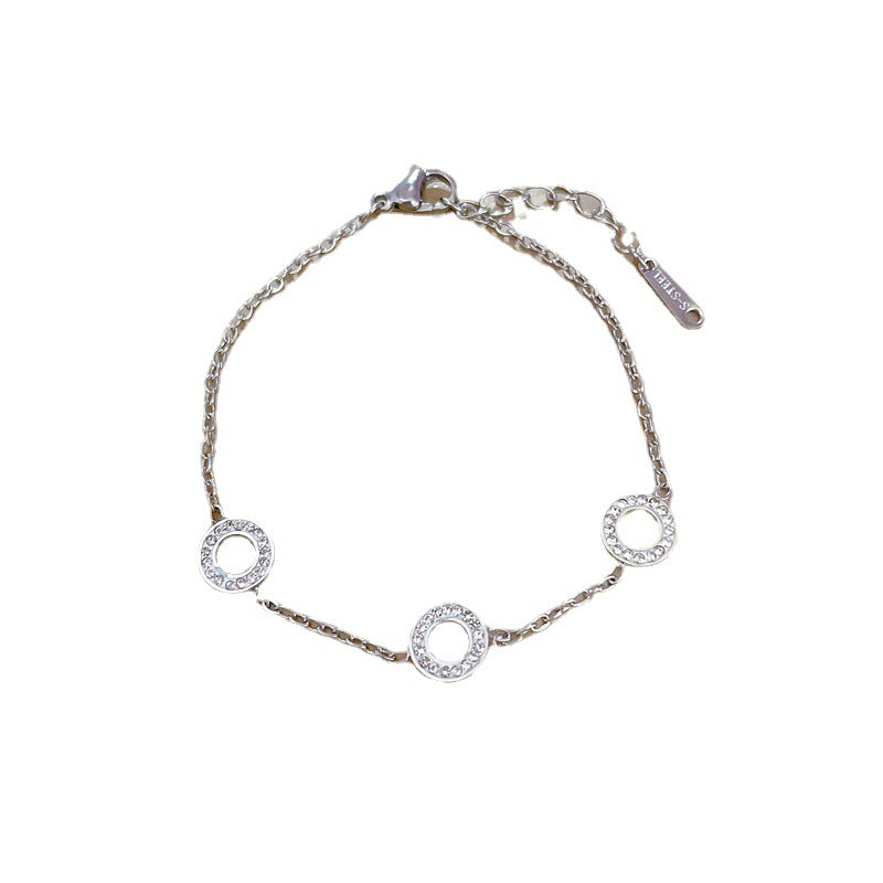 Pulsera de cadena de acero de titanio estilo vintage con diamantes de imitación para mujer con motivos de ondas y edamame