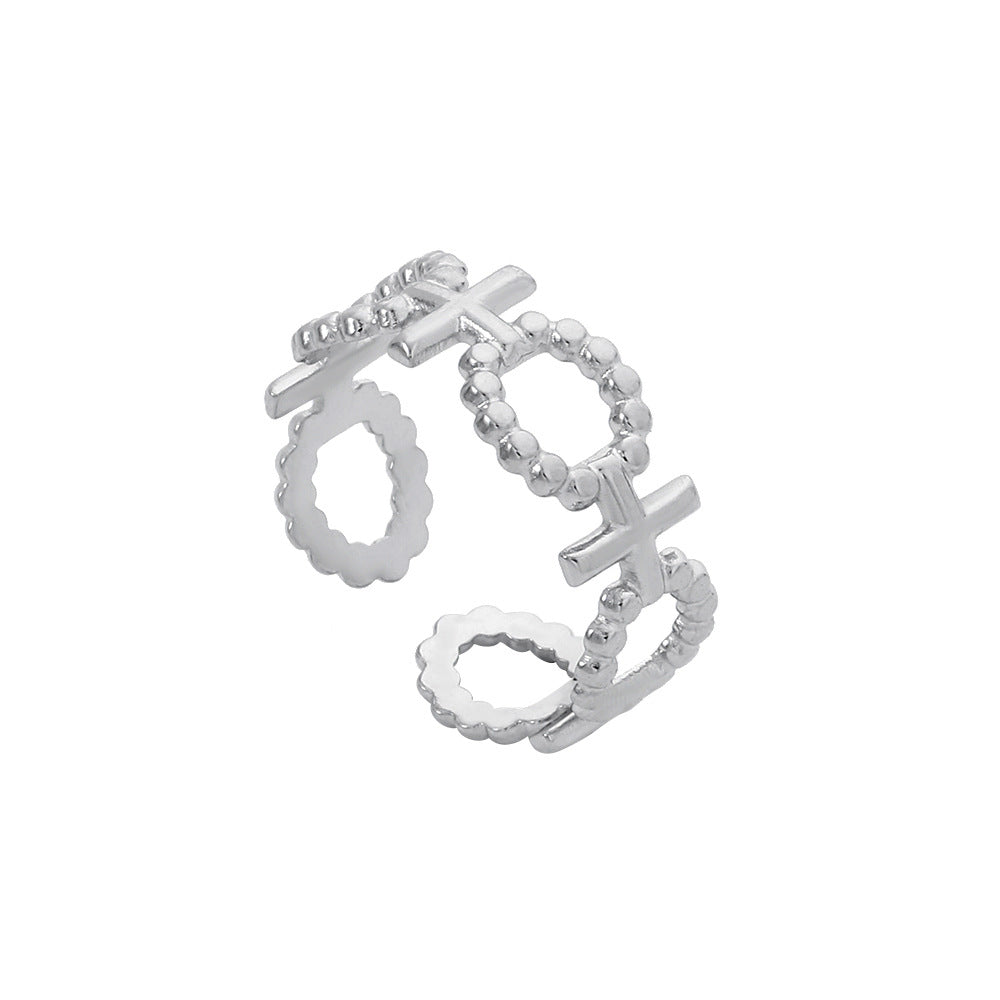 Minimalist Geometric Round Plated Titanium Steel Adjustable Open Ring Unisex