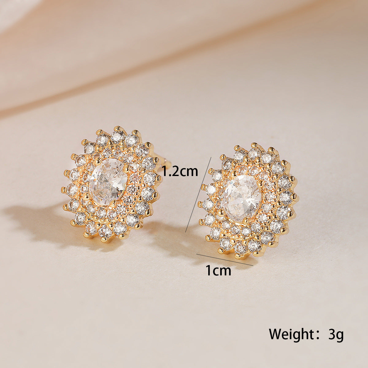 Geometric Fashion Earrings for Women Made of Copper with 18K Gold Plating and Micro-Paved Zirconia