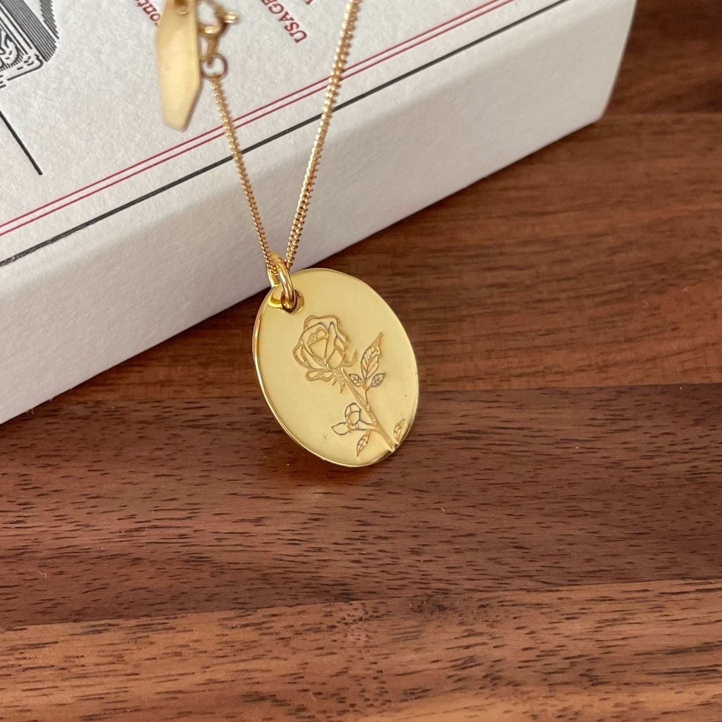 Minimalist Rose Flower Pendant Necklace in 925 Sterling Silver with Geometric Outline and Gold Plated Finish