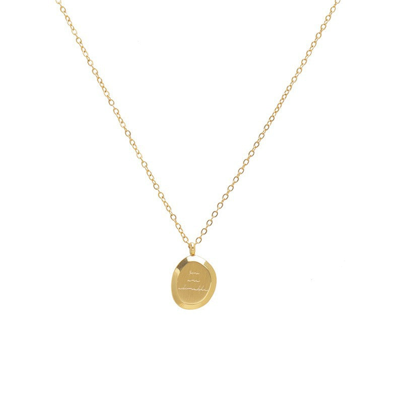 Minimalist Letter Shape Titanium Steel Plated Necklace for Women with Delicate Clavicle Chain