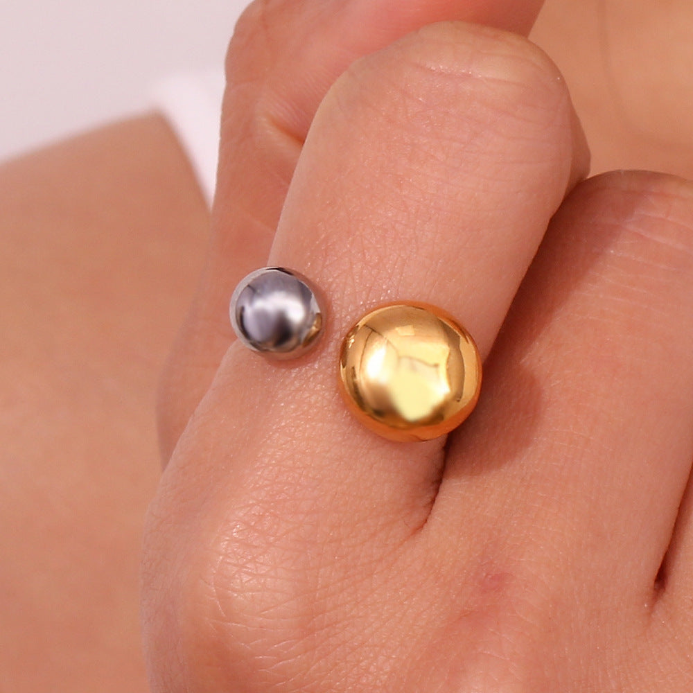 Minimalist Geometric Titanium Steel Ring with 18K Gold Plating for Women