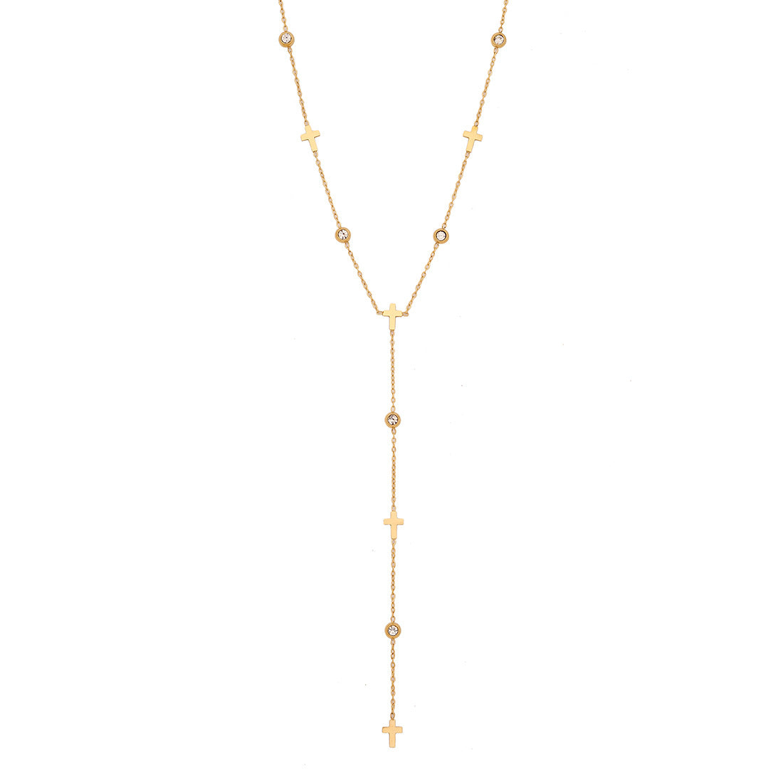 Fashion OL Heart-Shaped Y-Necklace in Stainless Steel with Plated Finish for Women