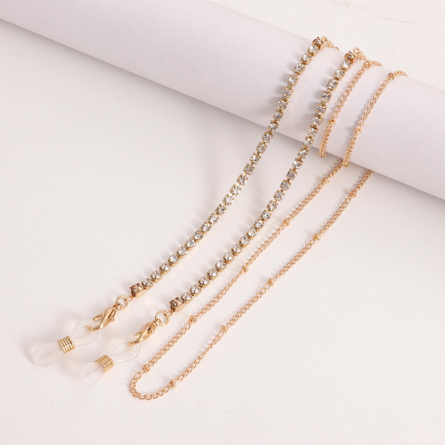 Floral Drip Oil Alloy Glasses Chain with Crystal Inlay