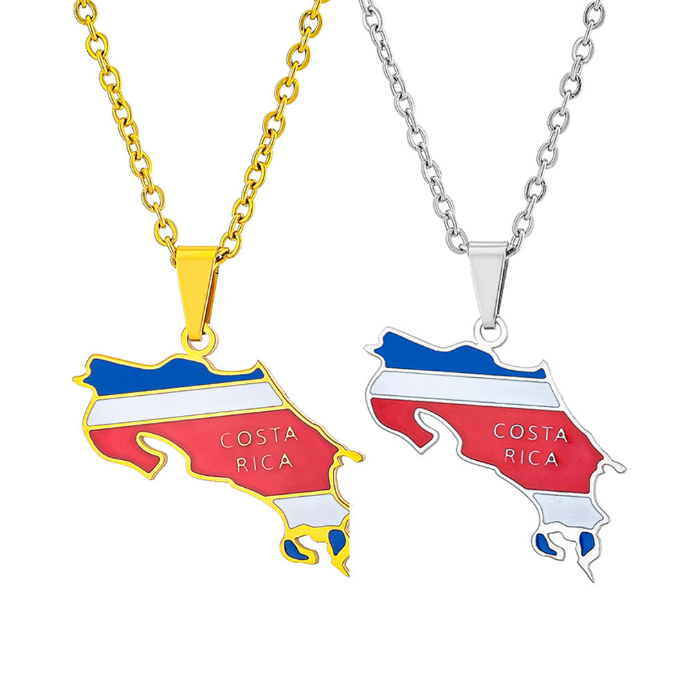 Collana con Pendente Geometrico Personalizzato in Acciaio Inossidabile Smaltato con Catenina a O per Unisex