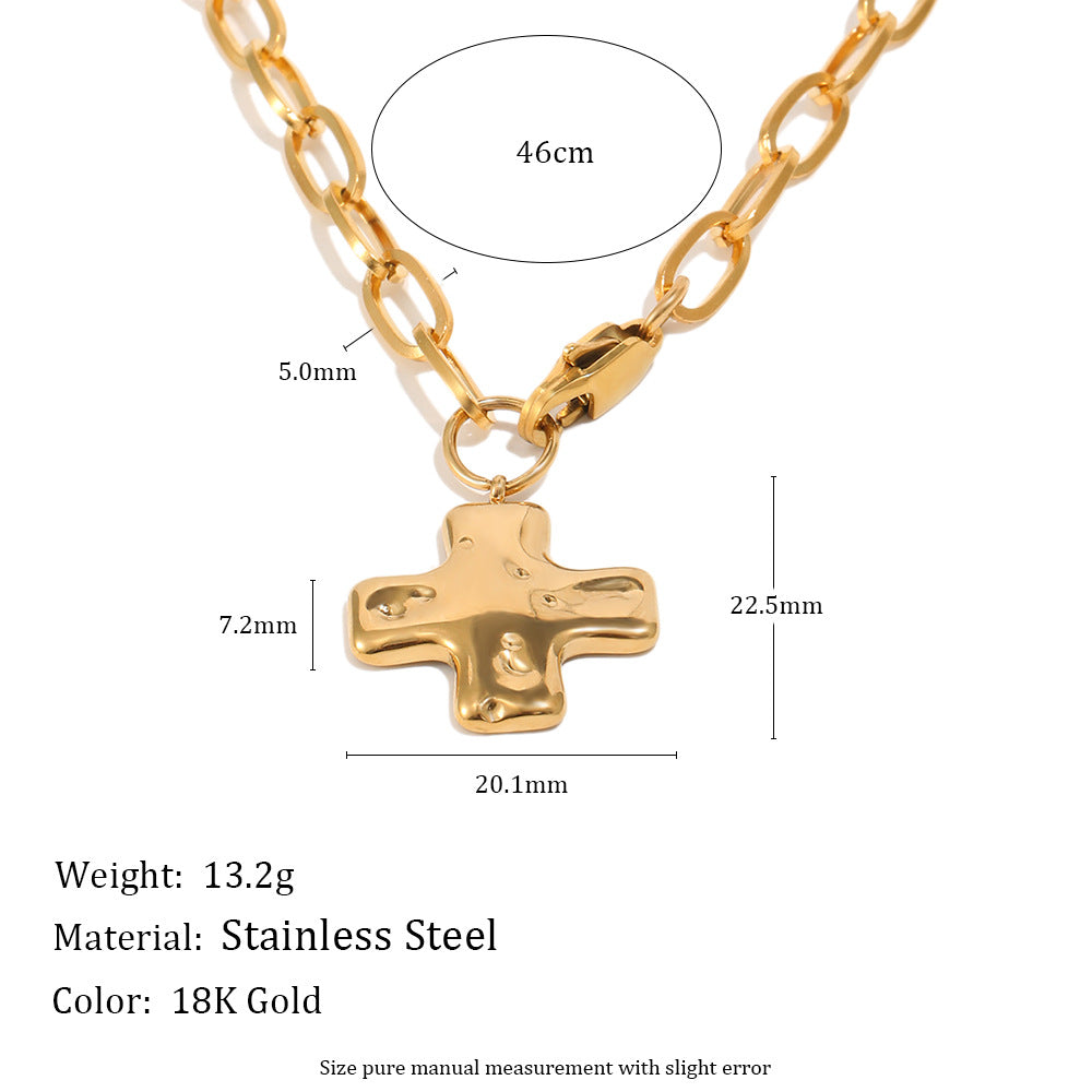 Elegant 18K Gold Plated Stainless Steel Cross Necklace for Women