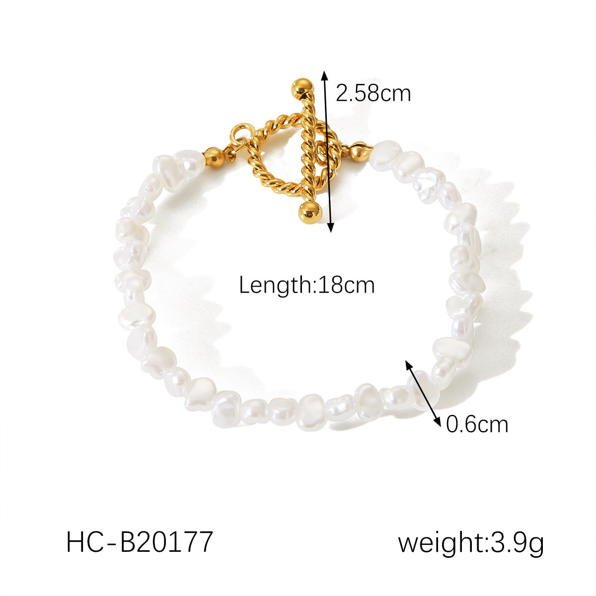 Ins Style 18K Gold Plated Geometric Stainless Steel Pearl Necklace with OT Clasp for Women