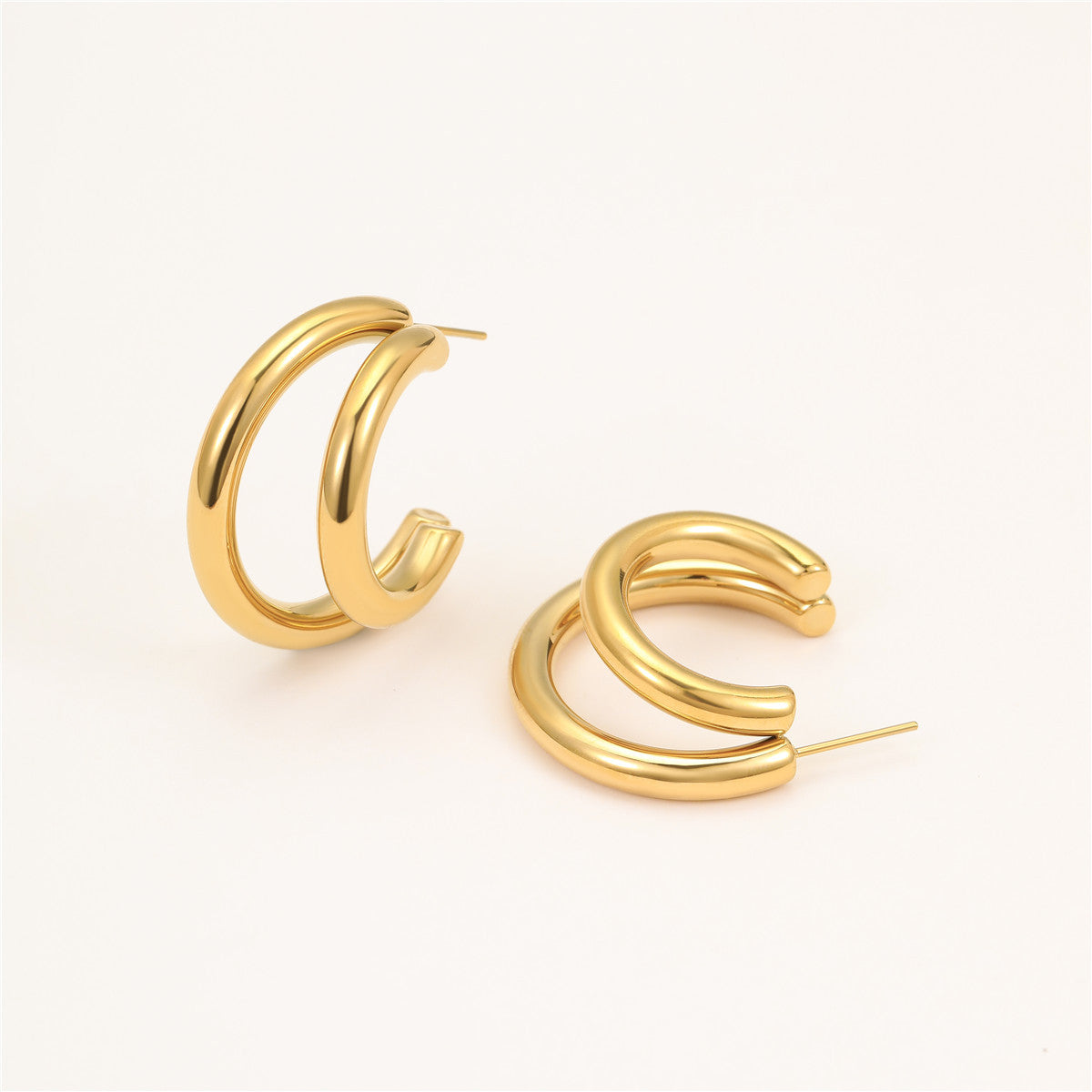 Geometric Stainless Steel Electroplated Fashion Earrings for Women with Circular Design