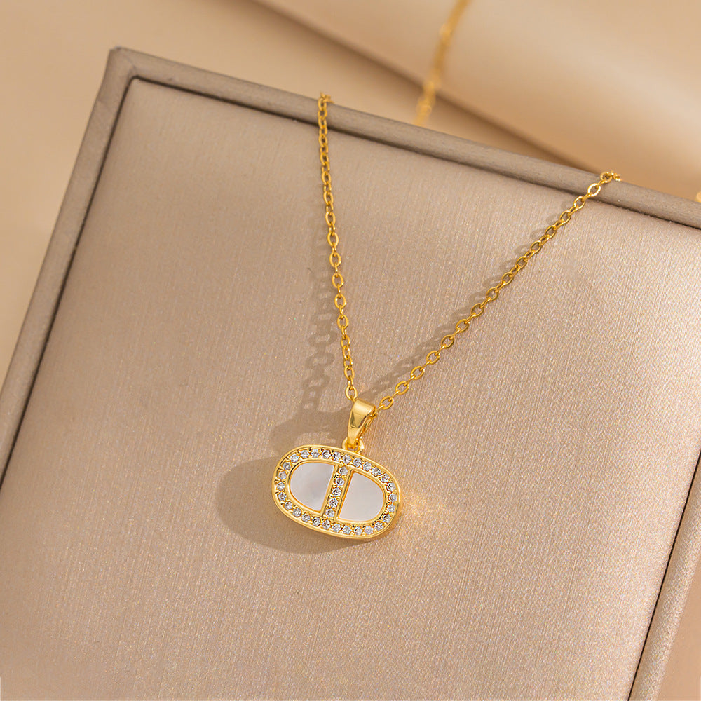 Minimalist Geometric Titanium Steel Necklace for Women with Gold Plating Locket Chain Fashion Accessory