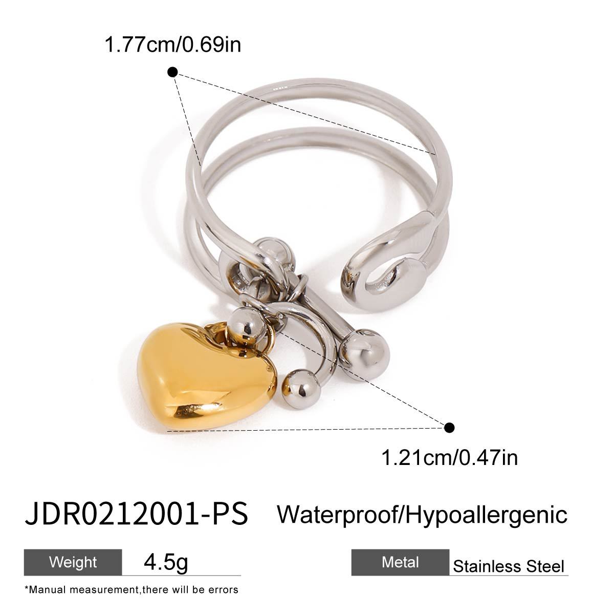 Elegante Anillo de Acero Inoxidable con Corazón Geométrico para Mujer
