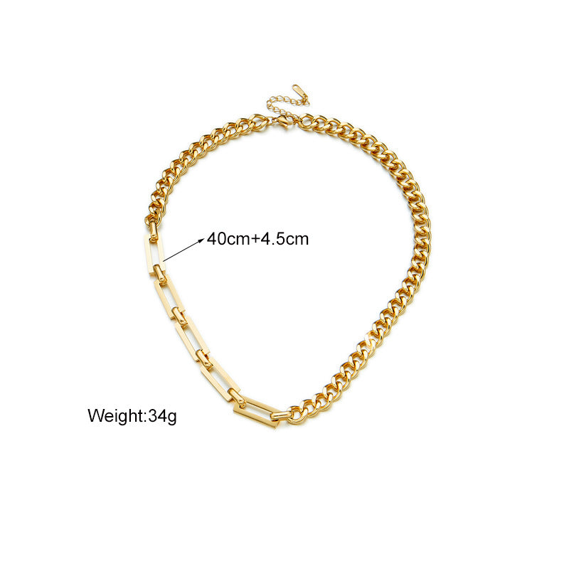 Minimalist Punk Stainless Steel Heart Square Round Pendant Necklace for Women with Plating Finish