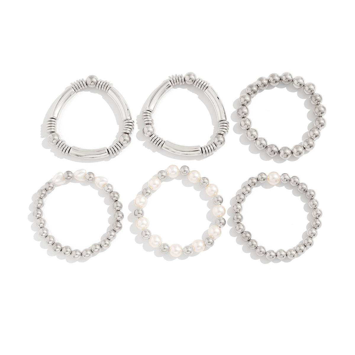 Minimalist Geometric CCB Acrylic Pearl Plated Bracelet Set for Women