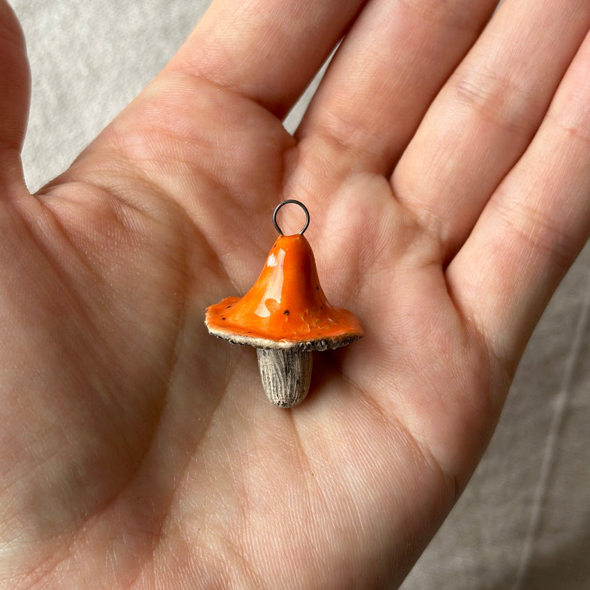 Vintage 18K Gold Plated Brass Drip Oil Mushroom Charm Bar