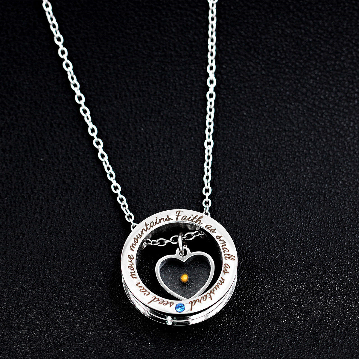Natural Style Geometric Round Stainless Steel Pendant Necklace with Engraved Letter and Heart Motif, Polished Titanium Steel Charm