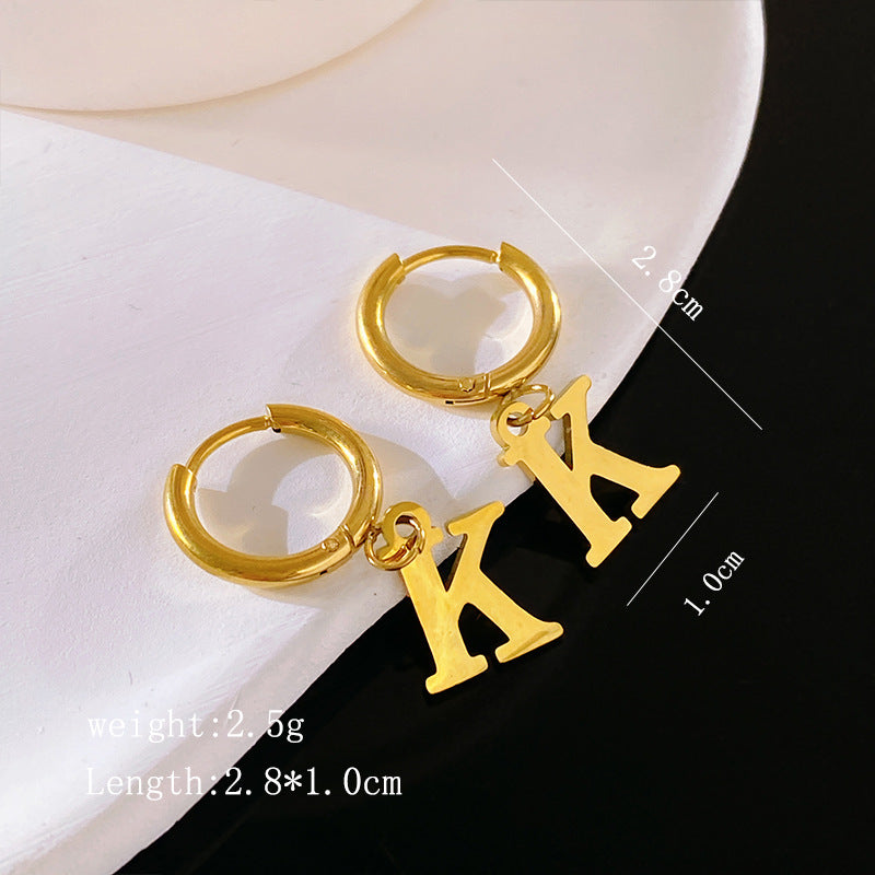 Minimalist Luxury Letter Brass Plated Earrings with Stainless Steel Posts for Women