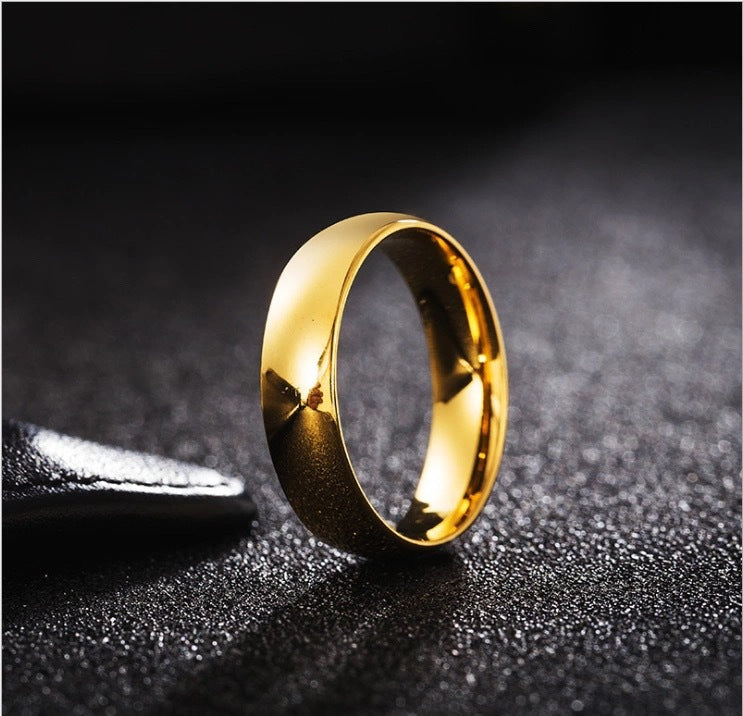 Anello Minimalista Geometrico in Acciaio al Titanio da Donna Placcato Oro 18K, Fascia Leggera di Lusso per Dito Indice