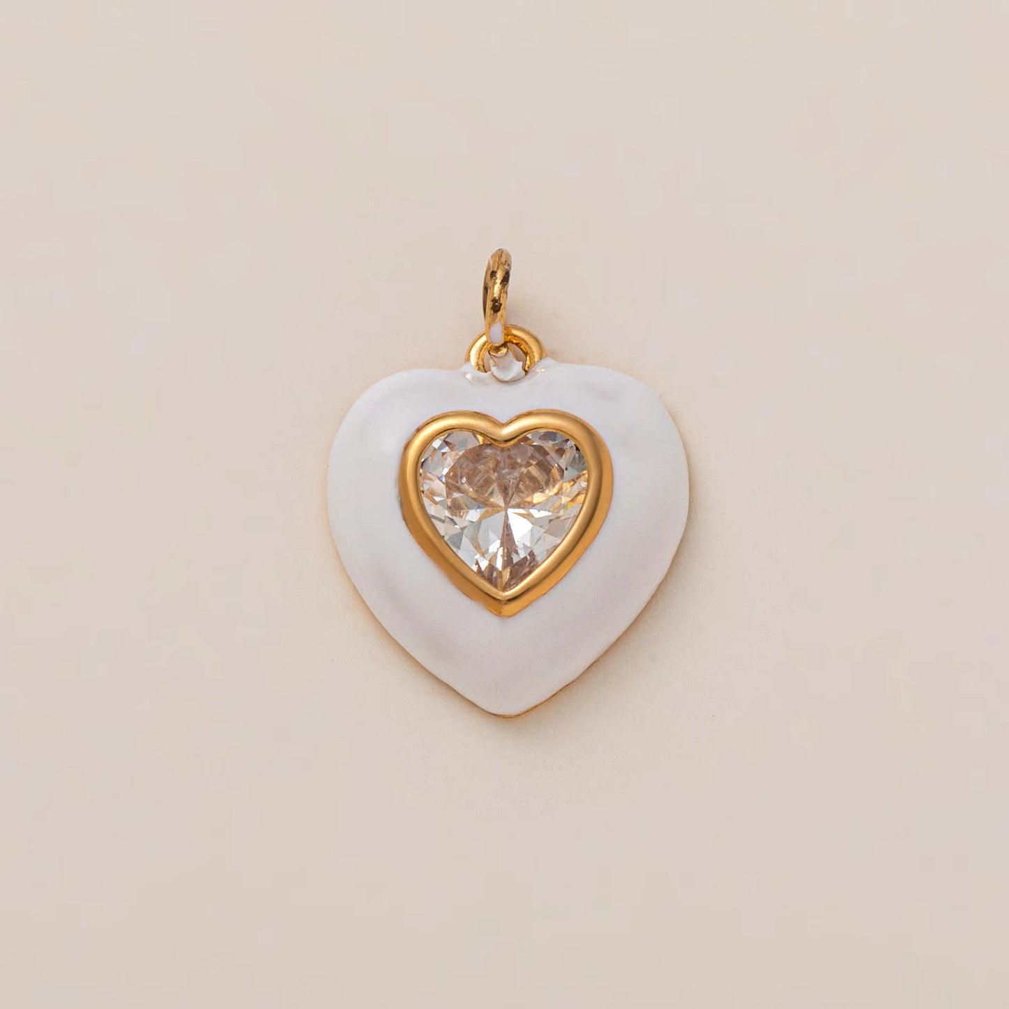 Sweet Heart Geometric Brass Cubic Zirconia Pendant Necklace