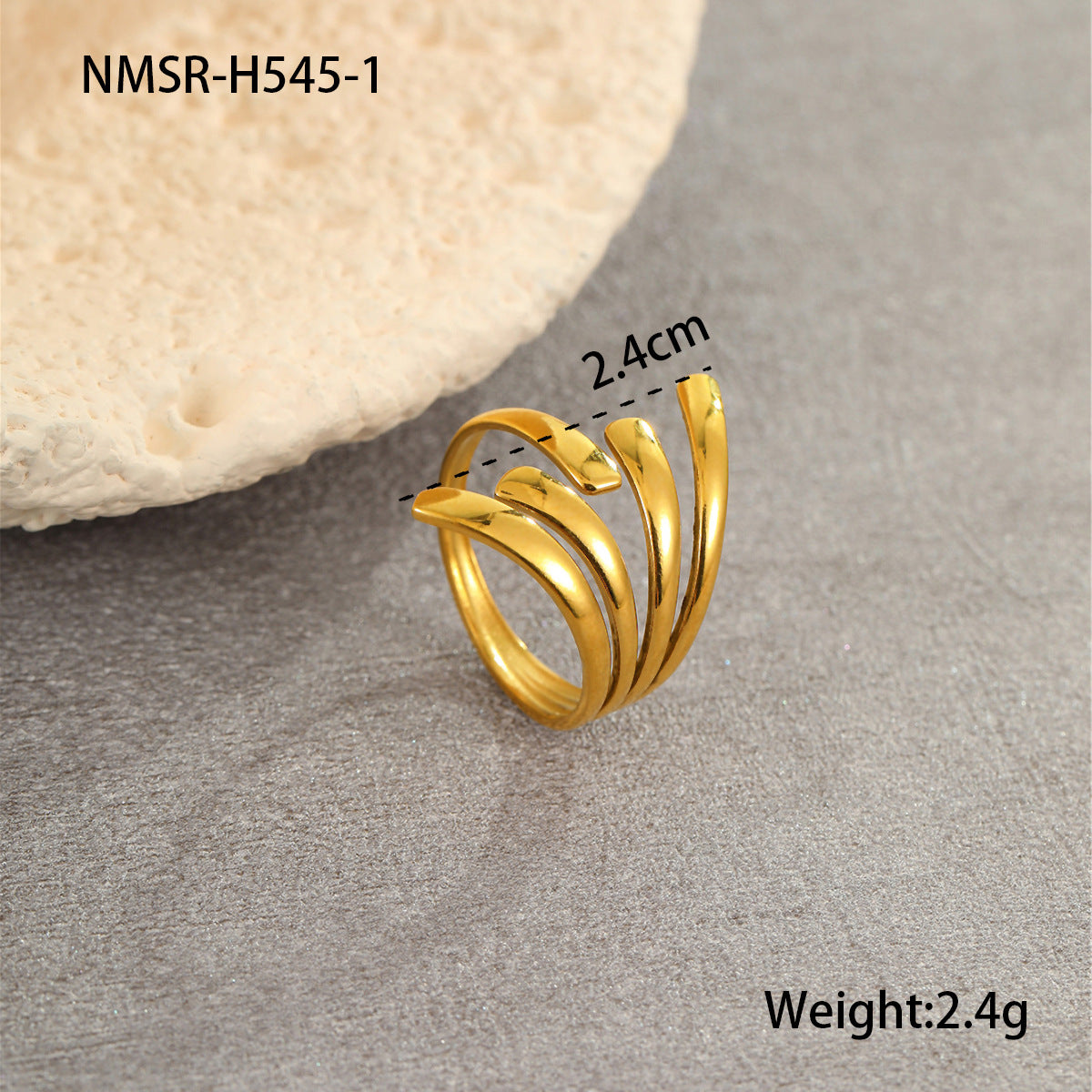 Anillo Minimalista Geométrico de Acero Inoxidable con Baño de Oro de 18K para Mujer, Accesorio de Moda