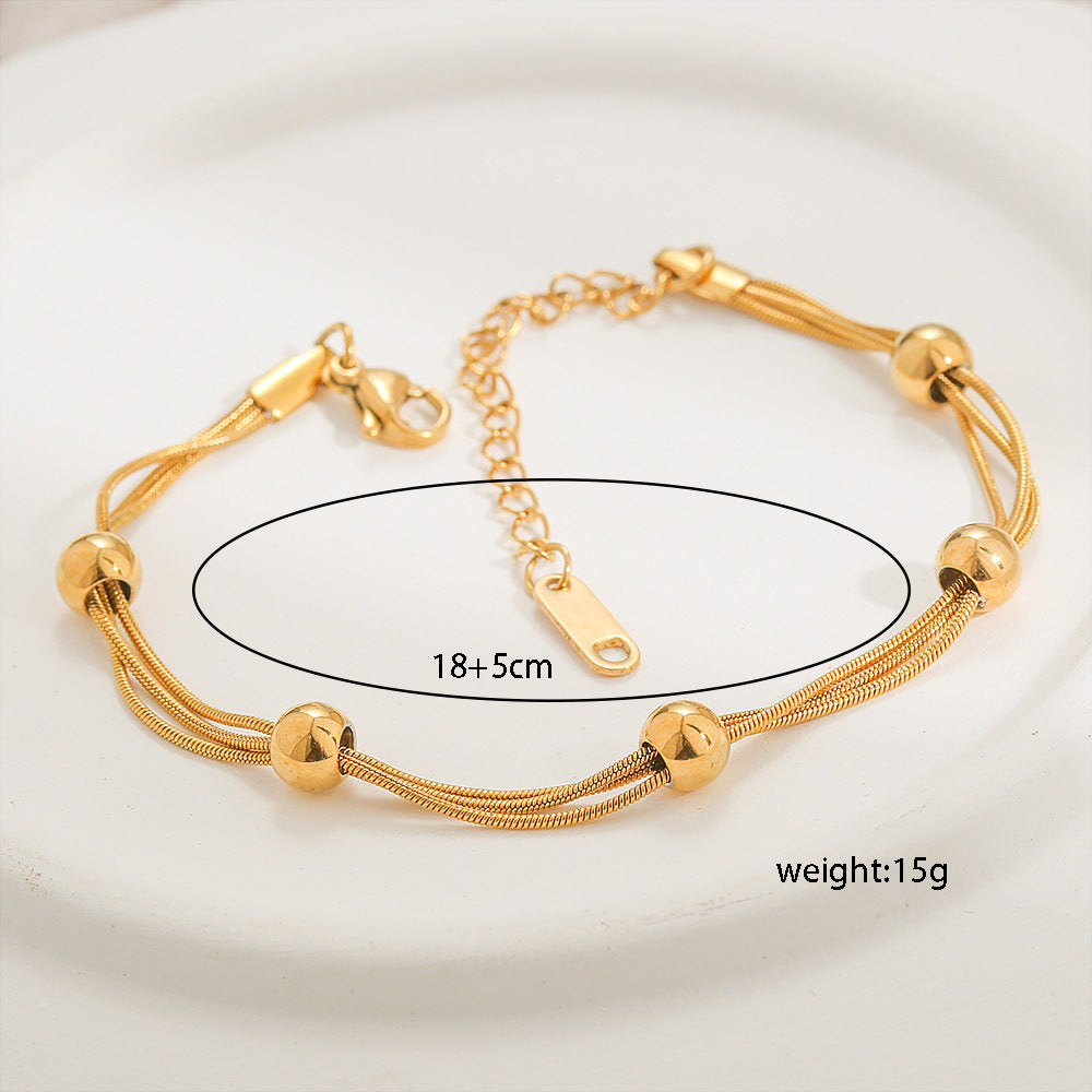 Bracciale minimalista da donna in acciaio al titanio con placcatura in oro 18K, bracciale alla moda ipoallergenico per regalo di anniversario