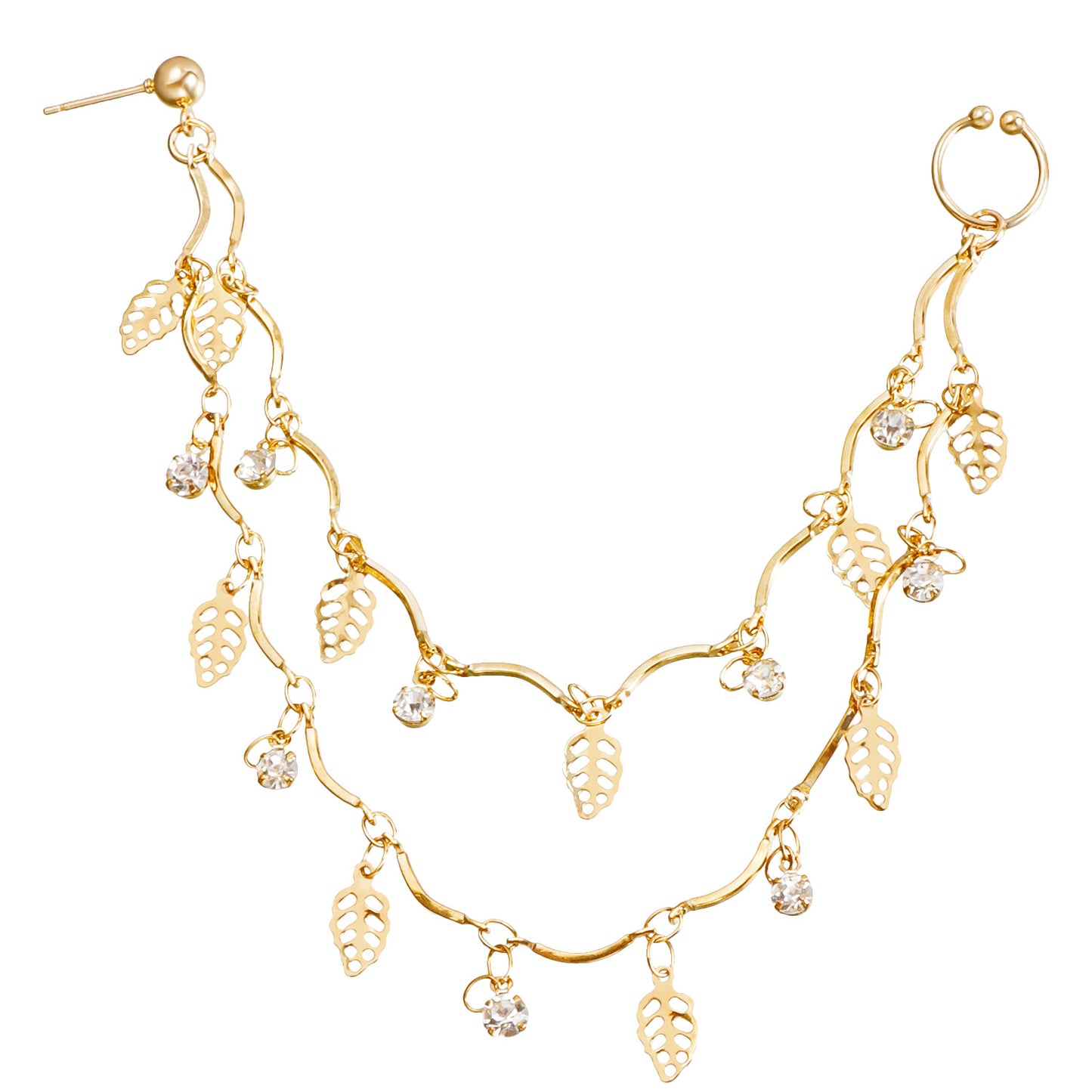 Minimalist Ethnic Geometric Leaf Tassel Cubic Zirconia Plated Alloy Nose Ring