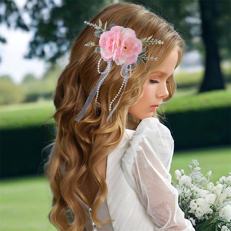 Natural Style Bowknot Duckbill Hair Clip for Children Made of Plastic Resin with Ruffled and Mesh Details for Vacation Photos Parties and Festivals