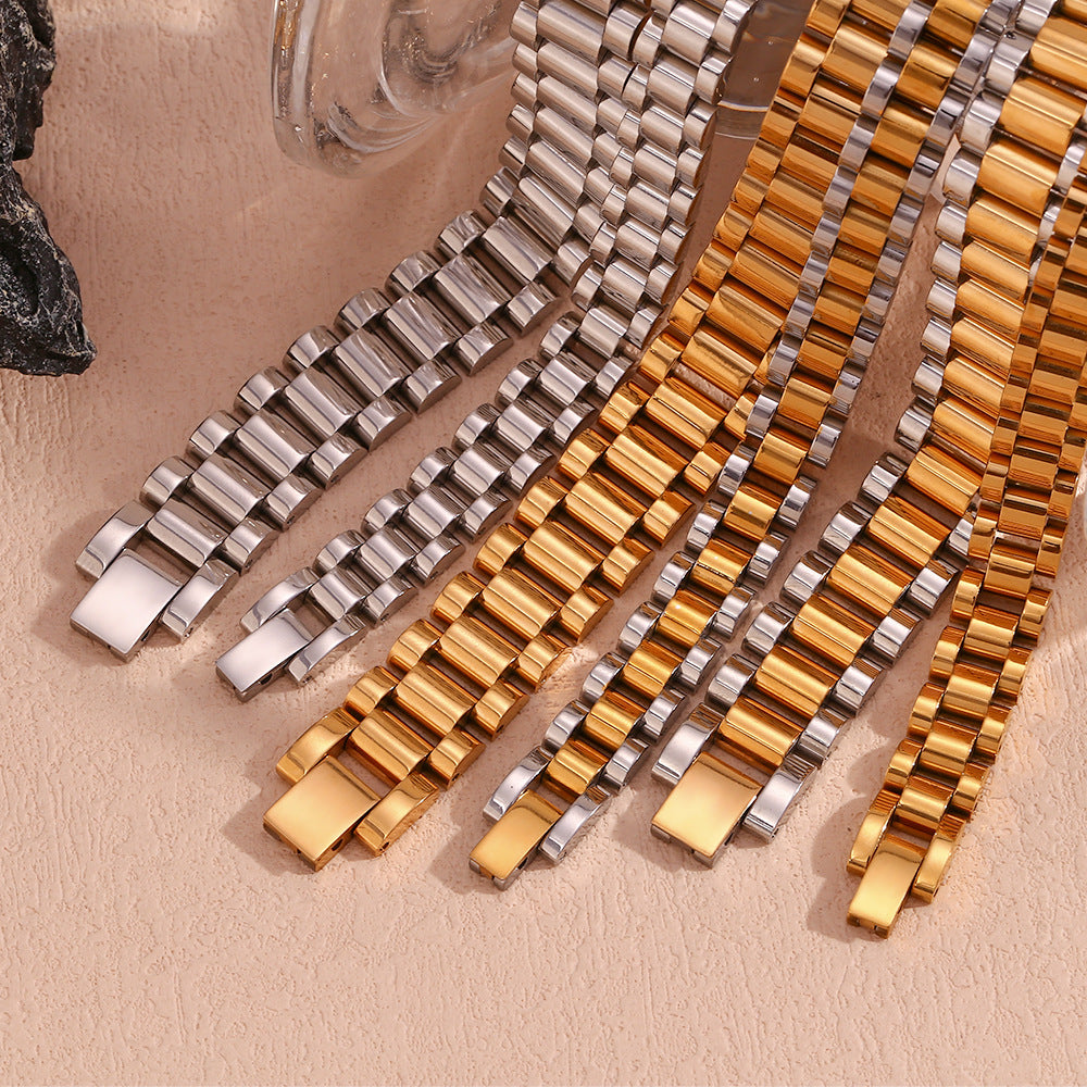 Bracciale di lusso da donna in acciaio inossidabile placcato oro 18 carati, geometrico e minimalista