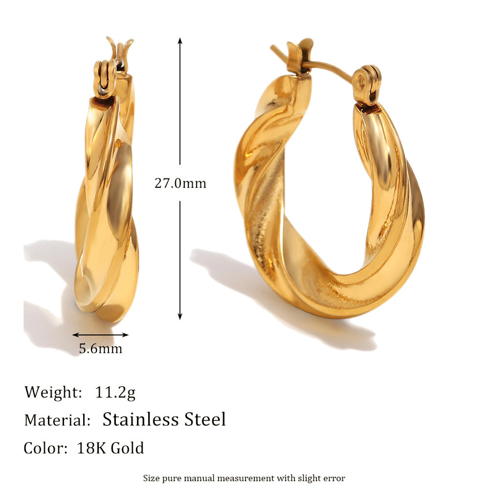 Orecchini a Cerchio a Forma di Aragosta Geometrica in Acciaio Inossidabile con Placcatura in Oro 18K da Donna