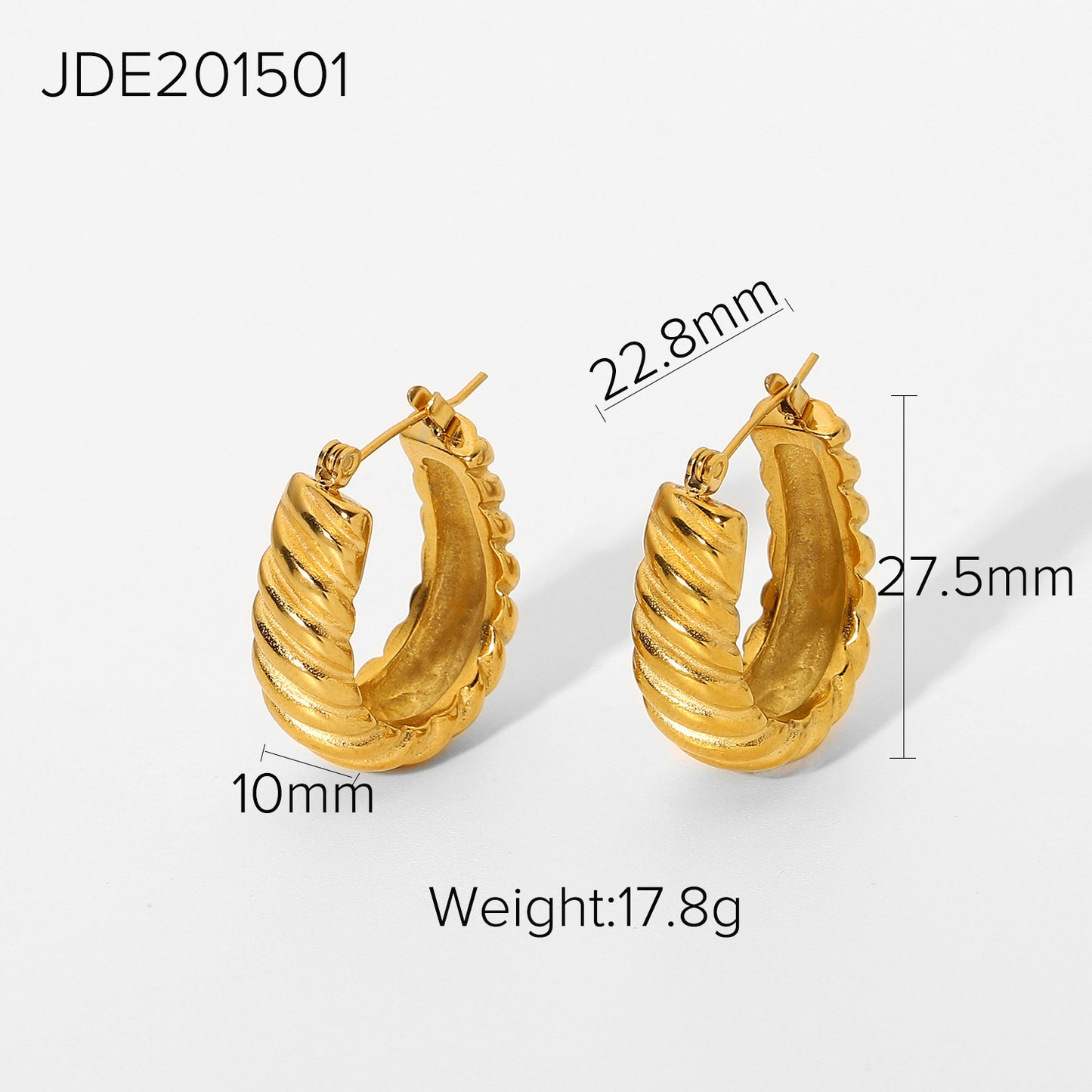 Minimalist Geometric Twisted Croissant-Shaped Gold-Plated Stainless Steel Stud Earrings for Women
