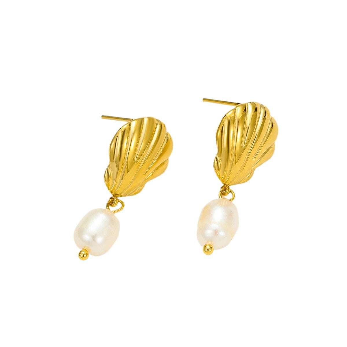 Orecchini Pendenti a Goccia in Acciaio Inossidabile con Perle e Finitura Placcata, Stile Vintage, da Donna
