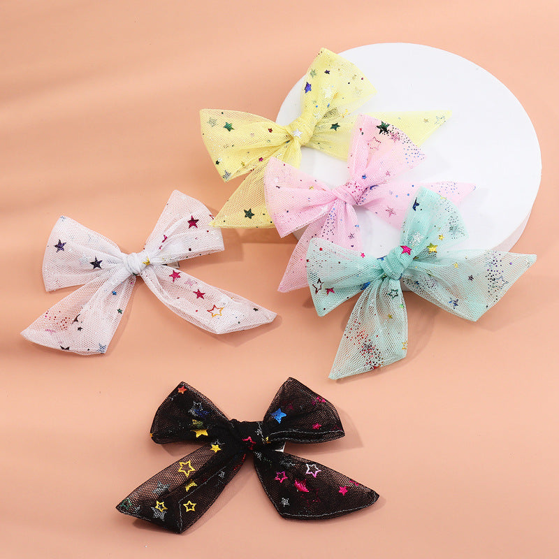 Set di fermagli per capelli con fiocco a fumetto a forma di farfalla in tulle a rete e paillettes per bambine dai 6 ai 10 anni