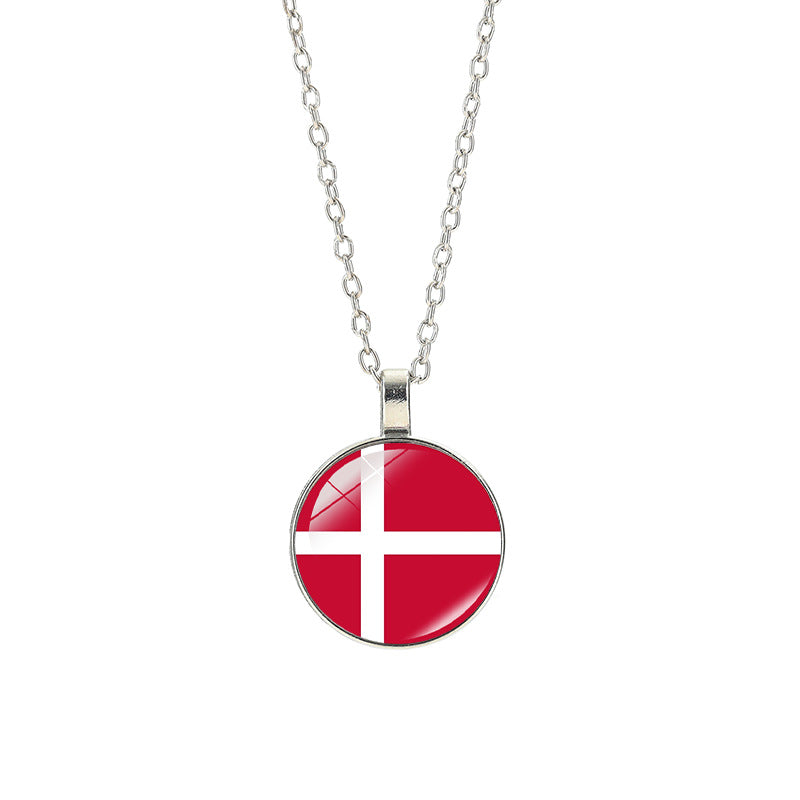 Sporty Geometric Alloy Plated Necklace with Crystal Pendant Unisex Cable Chain