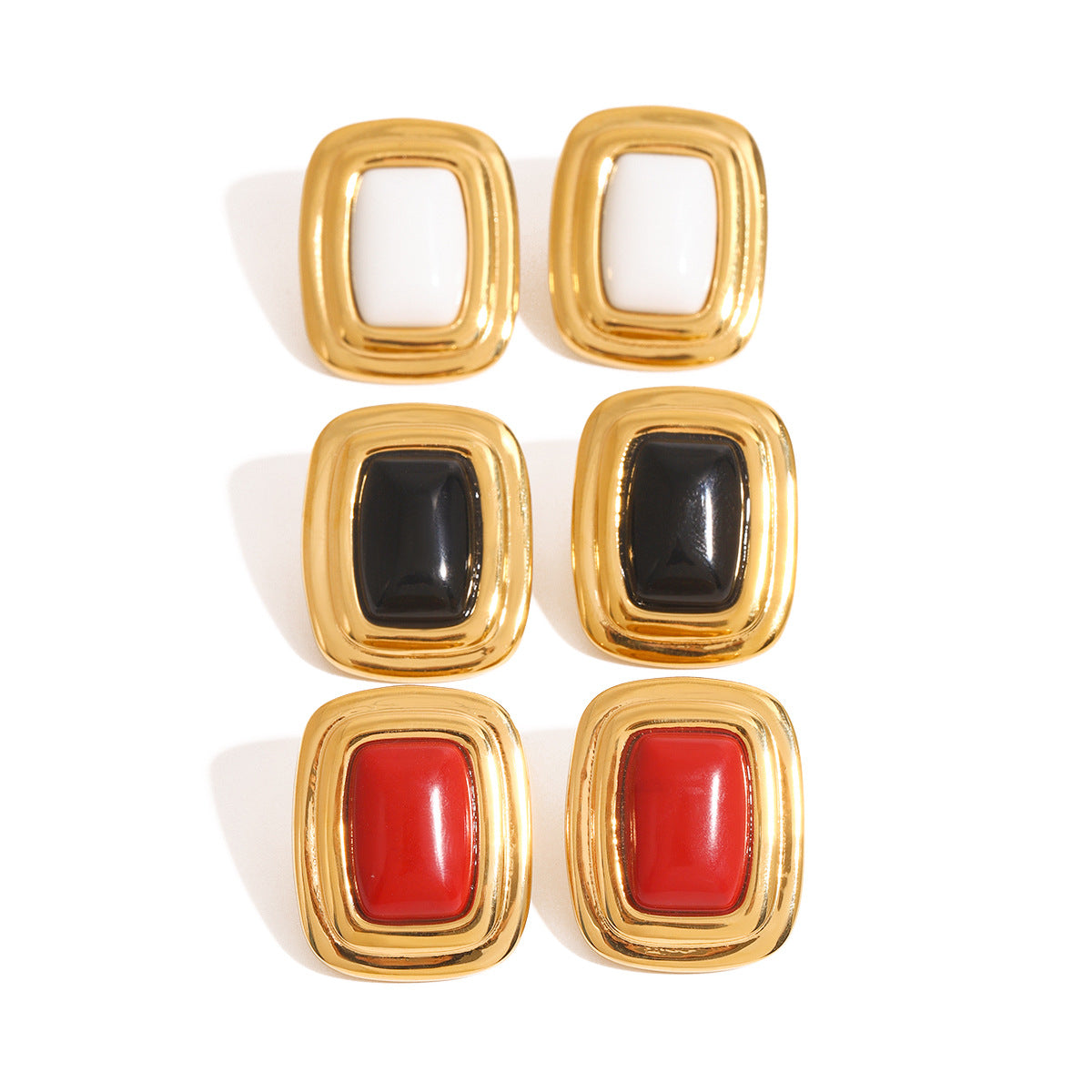 Minimalist Geometric Square Stainless Steel and Titanium Steel Plated Earrings for Women