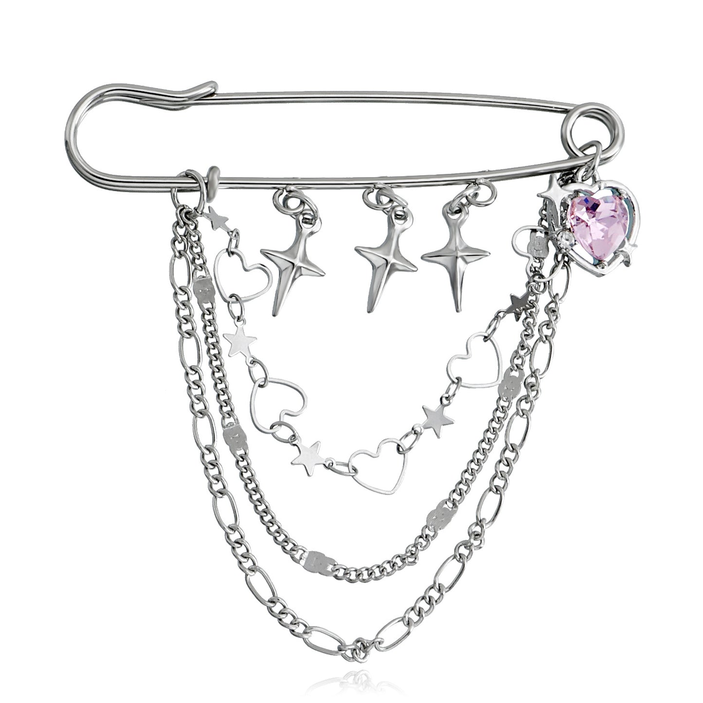 Minimalist Geometric Alloy Lapel Pin with Plated Finish for Women — Heart-Shaped Fashion Commuter Accessory