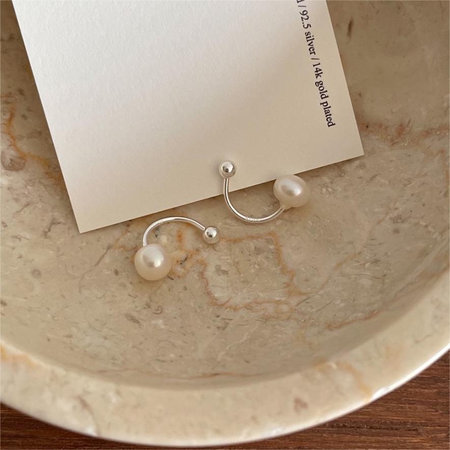 Minimalist Geometric Letter Shape 925 Sterling Silver Stud Earrings for Women