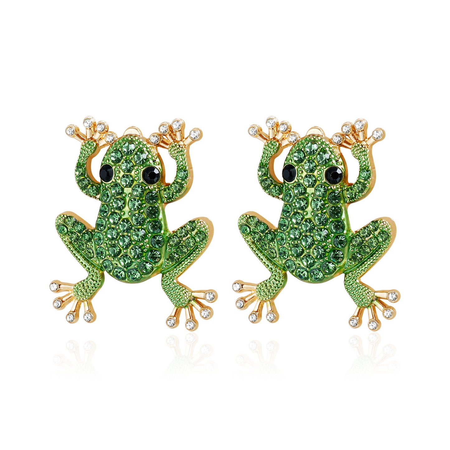 Vintage Sweet Rhinestone Plated Zinc Alloy Frog Stud Earrings for Women