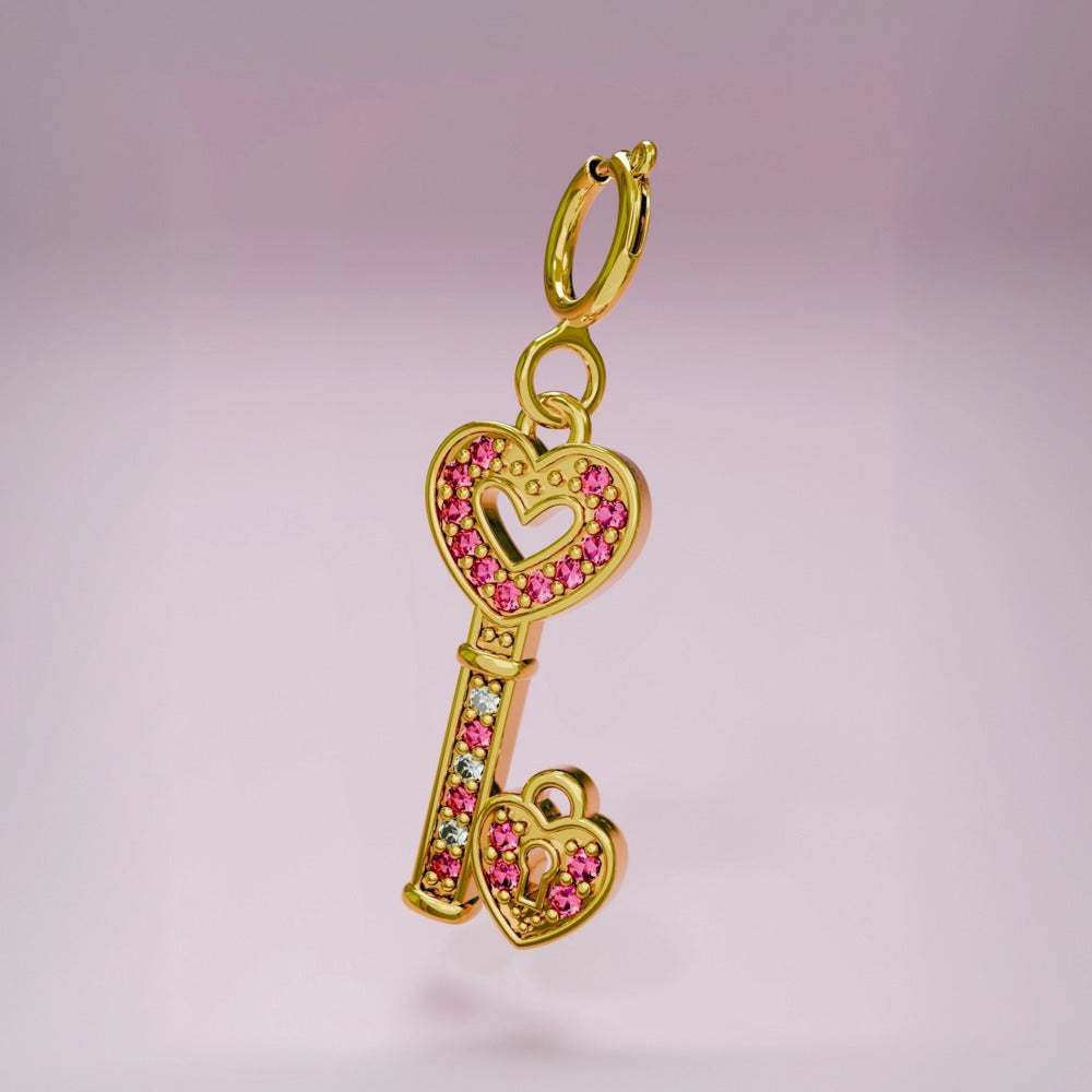 Vintage 18K Gold Plated PVD Stainless Steel Cubic Zirconia Floral Charm Bar