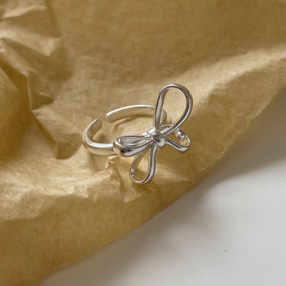 Minimalist 925 Sterling Silver Bow Ring for Women