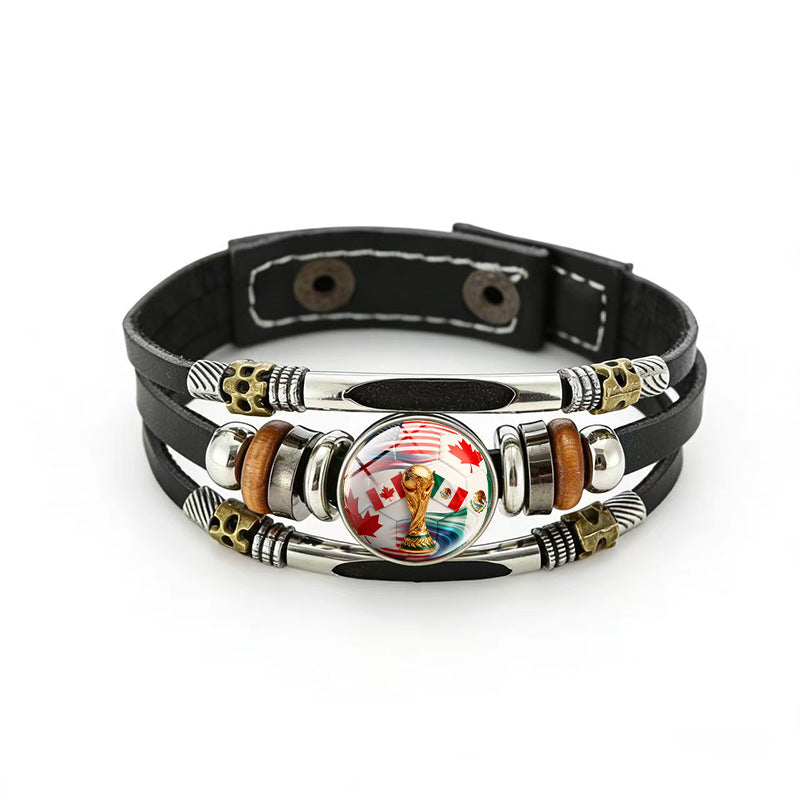 Bracciale in pelle placcato geometrico unisex