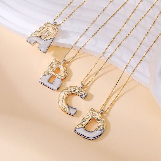 Minimalist Geometric Gold-Plated Copper Letter Pendant Necklace for Women