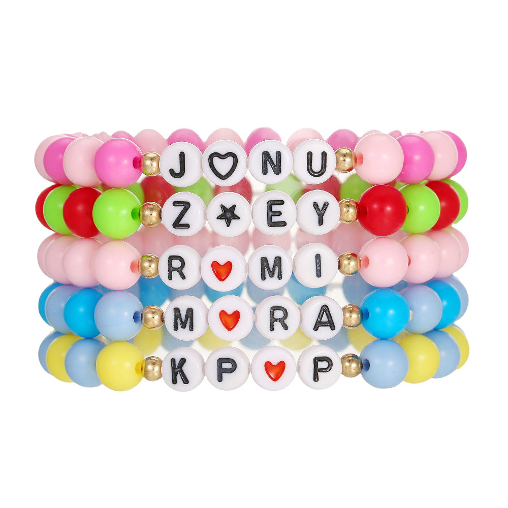 Unique Cartoon Letter Heart Acrylic Bracelet for Women