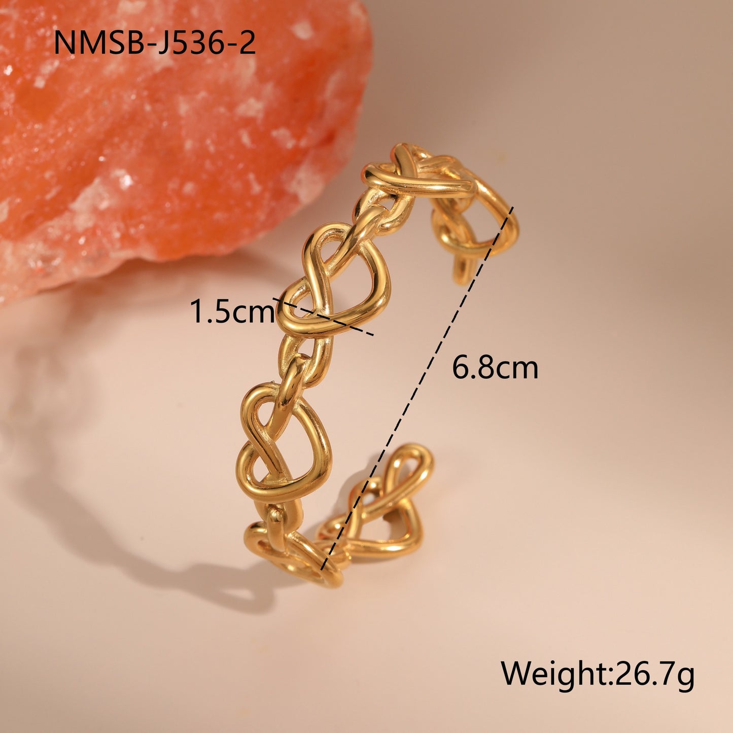 Elegante bracciale geometrico da donna in acciaio inossidabile con finitura placcata