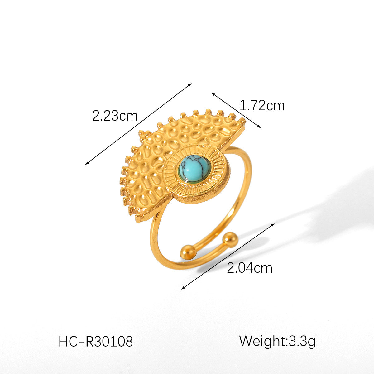Anello aperto geometrico da donna stile Instagram in acciaio inossidabile con intarsio in perla e conchiglia e finitura placcata
