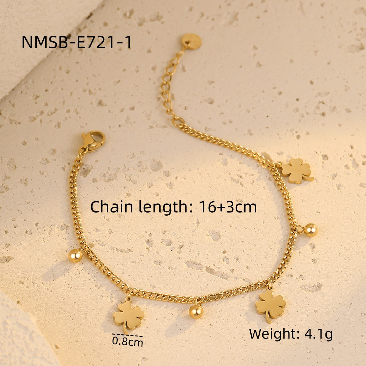 Fashionable OL Style Clover-Shaped Titanium Steel Bracelet with Plating Finish for Women