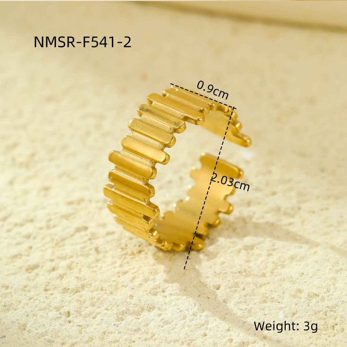 Anello aperto geometrico minimalista in acciaio inossidabile con placcatura in oro 18 carati, design multistrato cavo da donna