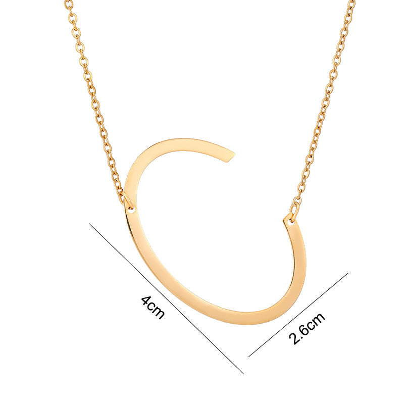 Collar Minimalista con Dije de Letra Chapado en Acero de Titanio para Mujer con Cadena de Eslabones Ajustable