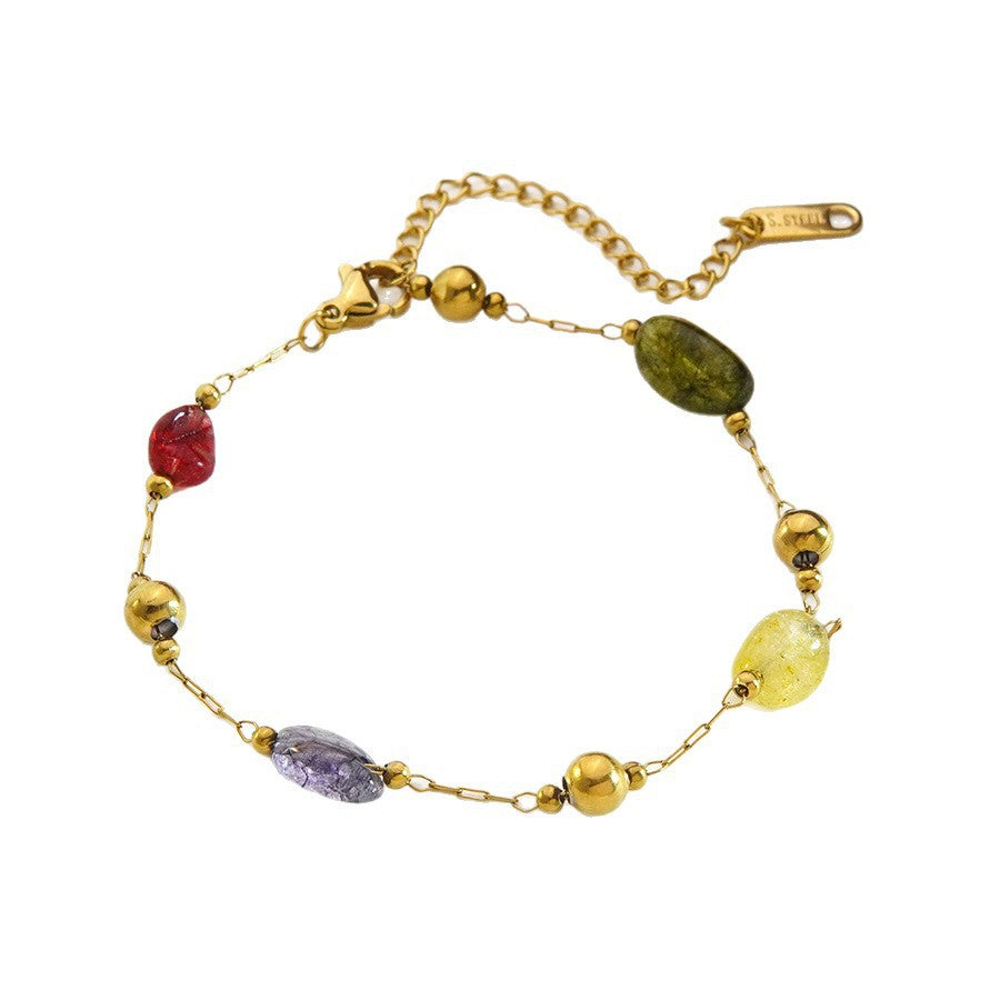 Elegante Conjunto de Collar y Pulsera de Acero Inoxidable con Diseño Geométrico Irregular Bañado en Oro de 18K para Mujer