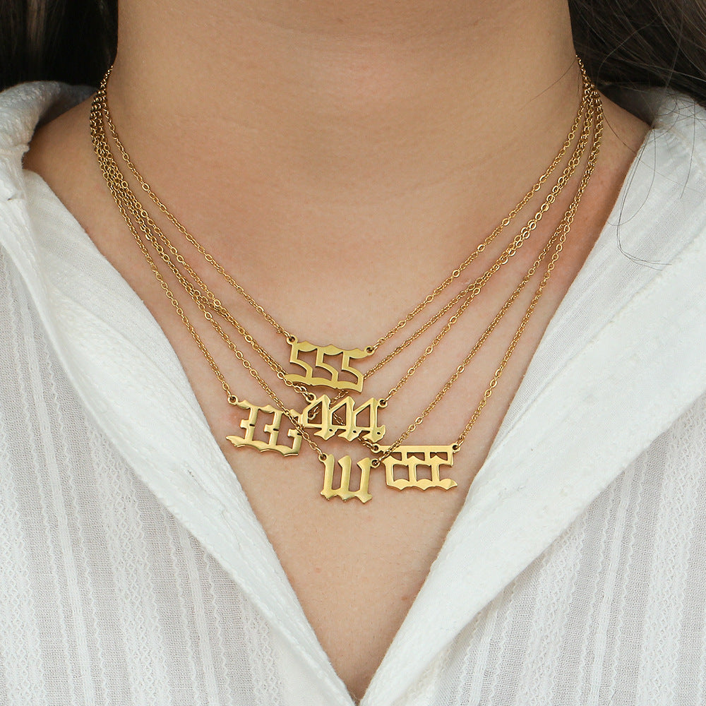 Fashionable Minimalist Numeric Pendant Necklace for Women in Stainless Steel with Plated Finish