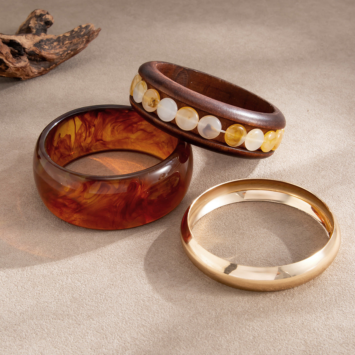 Vintage Geometric Resin Plated Cuff Bracelet